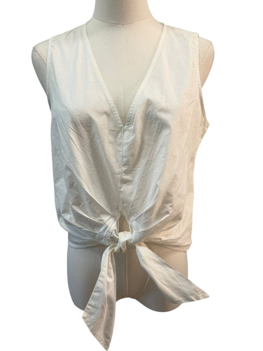 NWT Ramy Brook Svetlana White Tie Front Sleeveless Cotton Top Size S